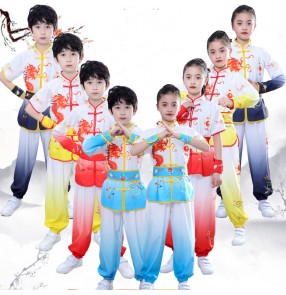 Chinese kung fu Uniforms for boys girls Competition dragon wushu martial art stage performance clothing for children Taekwondo suit 