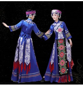 Chinese miao hmong minority dance costumes for women performance Miao and Yi nationality dance costumes minority Tujia costumes