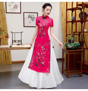 Chinese qipao dresses women's girls stage performance chinese dresses oriental  show performance cheongsam dresses