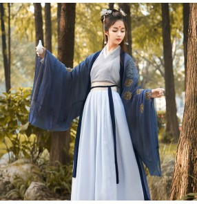 Chinese Traditional Fairy Costumes for girls women Ancient Han Dynasty Princess Hanfu Outfit Stage Dress Folk Dance Costume 