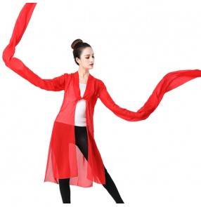 Chinese traditional folk dance water Sleeve dance tops Chinese style folk Fan umbrella dance practice clothes Practice art exam performance costumes