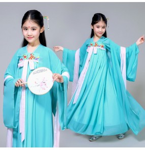 Chinese traditional Hanfu Girls Chinese folk dance dresses fairy stage performance drama cosplay fairy Japanese Korean kimono dresses