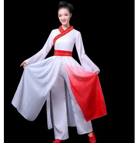 Chinese traditional hanfu red with white coolored chinese folk dance costumes fairy princess drama cosplay dress 