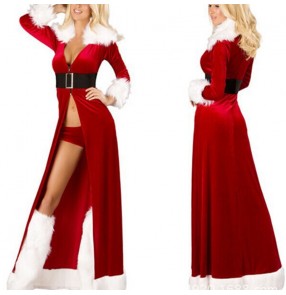 Christmas long cloak xmas masquerade party dress DS nightclub bar Christmas bar performance dress for female