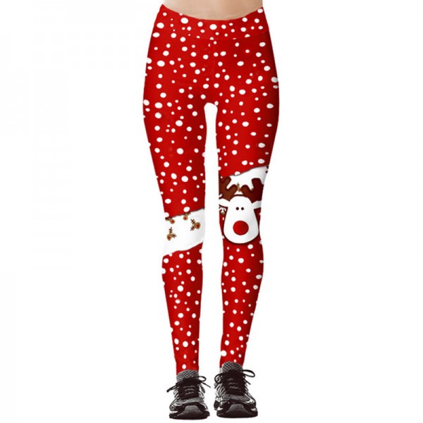Christmas print fitness running sports gyms pants for women hip high ...