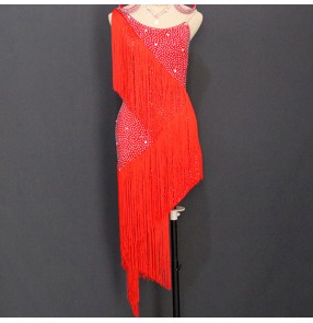 Competition latin dance dress for women girls stage performance tassels salsa chacha rumba dance costumes latin dress