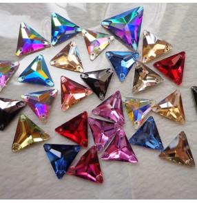 Crytal hand sew flat back rainbow triangle rhinestones for ballroom latin dresses evening wedding dress shoes bag clothing accessories DIY diamond 16mm 10pcs