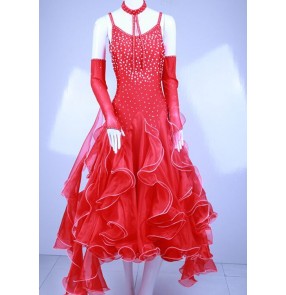 Custom size adult children ballroom dancing dresses waltz tango professional stage performance big skirted dress