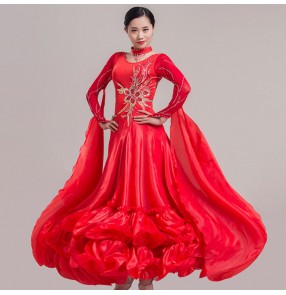 Custom size ballroom dancing dresses for girls women competition stage performance waltz tango dancing long skirt dress