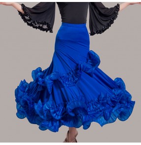 Custom Size Ballroom dancing skirt for women female competition professional waltz tango long length flamenco dancing skirts