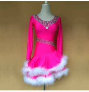 Custom size competition girls kids children latin dance dresses stage performance salsa rumba chacha dance costumes