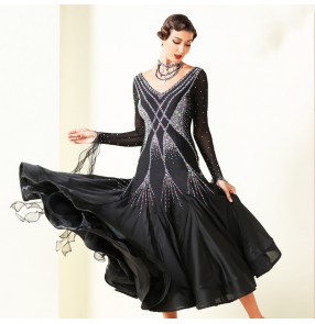 Custom size diamond competition handmade professional ballroom dance dresses for women girls tango waltz foxtort standard smooth dance dresses