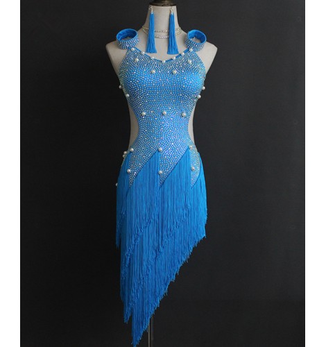 Latin Dance Dresses : Custom size handmade Women's rhinestones latin ...
