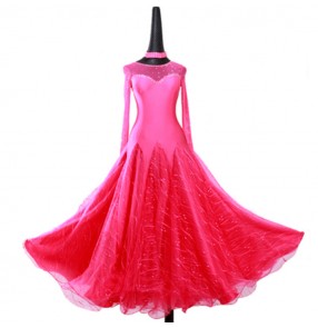 Custom size kids girls adult ballroom dancing dresses for women's professional stage performance waltz tango long skirt dresses 