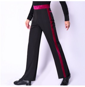 Custom size Men's boys latin ballrom dance pants side with velvet striped ballroom tango chacha dance pants trousers