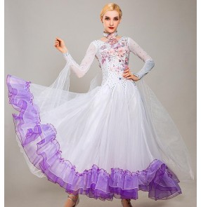 Custom size pink blue yellow ballroom dancing for girls women competition ballroom waltz tango dance dresses