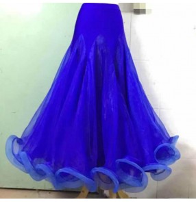 Custom size royal blue black ballroom dancing skirts for women girls stage performance waltz tango dance skirts