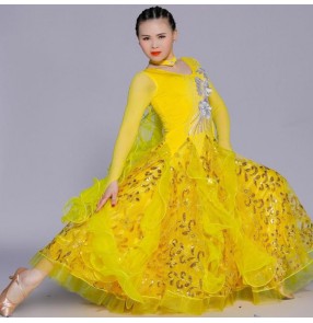 Custom size women's ballroom dance dresses competition professional girls waltz tango dancing skirts costumes dresses