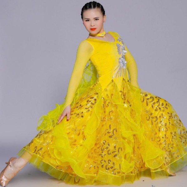 Custom Size Women S Ballroom Dance Dresses Competition Professional Girls Waltz Tango Dancing Skirts Costumes Dresses