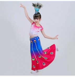 Dai children's peacock performance costumes peacock dance dress opening ceremony Girls' Songkran Festival National Performance Costume