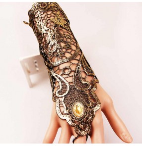 Dark punk Rock style Lolita retro lace gloves female xmas party event concert cosplay collocation wrist gothic gloves