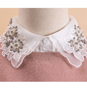 Detachable false collar for women girls Japan Korean style handmade beaded dickey collar women hollow dickey collar wholesale half shirt collar