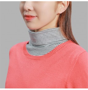 Dickey collar knitted shawl scarf collar sweater detachable collar for women girls decoration black grey striped false detachable high collar