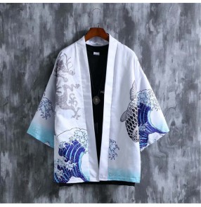 Dragon printed Cardigan for Men Yukata tops shirts Japanese Kimonos Summer shirts for male Traditional Unisex Harajuku Beach Loose Thin Sun-protective Shirts