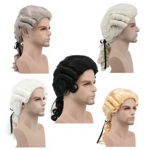 Drama photos film party cosplay wig for men women masquerade male baroque colonial male wig headgear wig