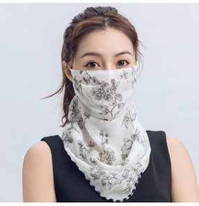 Face mask mouth mask floral anti-uv sunscreen dust proof riding scarf face mask for women