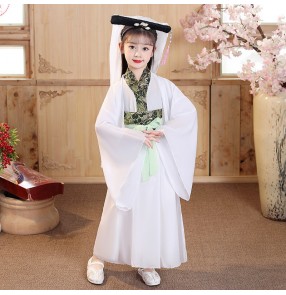 Fairy dresses for kids chinese hanfu costume white lady child film cosplay stage performance dresses Chinese style Bai Suzhen costume