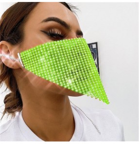 Fashion bling hollow reusable face masks for women night club photos shooting masquerade party cosplay belly dance mouth masks for female