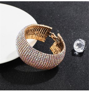 Fashion bridal rhinestones bracelet for women rhinestone bangles photos video shooting stage performance bracelet for female