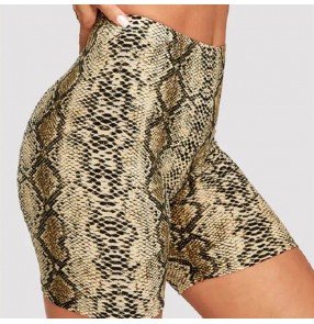 Fashion shorts sexy leopard snake print jazz dance shorts wrapped hip shorts casual pants leggings