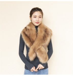 Faux fox fur shawl detachable fur collar for women fur scarf warm winter shawl fur collar for female
