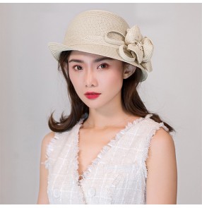 female sun hat photos shooting fisherman hat fashion Curled sun hat Sun protection foldable straw beach hat