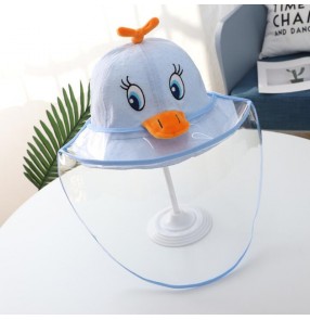 fisherman's cap for kids with safety face shield anti-spitting virus dustproof toddles cartoon sunhat 