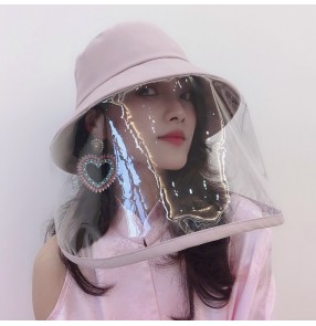 Fisherman's cap with clear face shield anti-droplet spray saliva sunscreen hats for women
