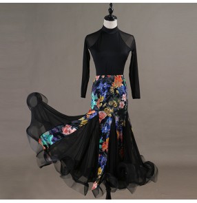 Flamenco ballroom dancing dresses floral for women female competition tango waltz dancing dresses top and skirt