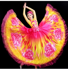 Flamenco dress spanish bull dance dress for women girls Opening dance big swing skirt dance costume stage performance ballroom dance dress peony chorus dress