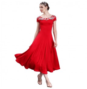 Flamenco dresses red white mint for female women competition floral ballroom tango waltz dancing costumes 