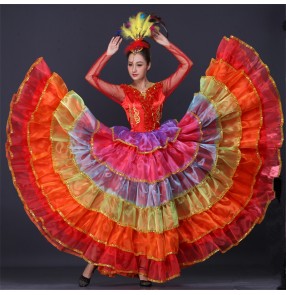 Flamenco dresses women's Spanish bull dance dress stage performance chorus opening dance big ruffles skirts dress