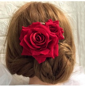 Flamenco latin dance rose flower for women girls hair comb hair accessories female adult head floral insert comb cheongsam accessories bride headdress