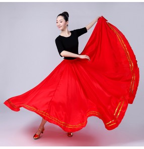 Flamenco performance skirts for female women's black red ballroom modern dance practice competition skirts