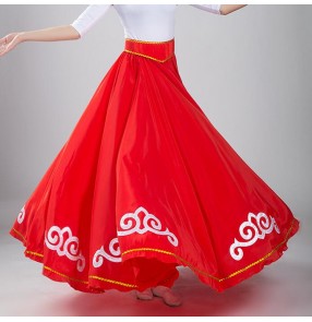 Flamenco skirts for women female red royal blue white color Mongolian dance film photography party celebration performance cosplay long skirts 