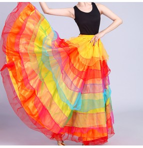 Flamenco skirts Women's rainbow colored modern dance ballroom Spanish bull dance flamenco skirts