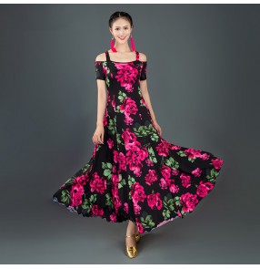 Floral ballroom dancing dresses for women girls flowers stage performance waltz tango ballroom dance dress for female