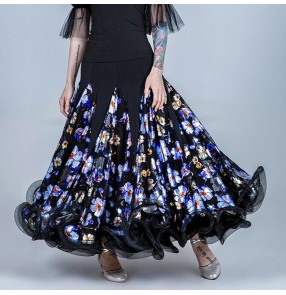 Floral Ballroom dancing skirts for women female stage performance waltz tango dance skirts