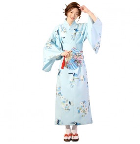 floral Japanese traditional kimono dresses for women photos shooting stage performance yukata dress obi robe drama cosplay robe for female