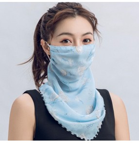 Floral mask facemask for women anti-uv dust sunscreen neck guard outdoor breathable riding mask for women
